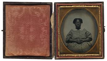 (CASED IMAGES--AFRICAN AMERICANS) A group of three sixth-plate portraits, including two ambrotypes and one tintype.